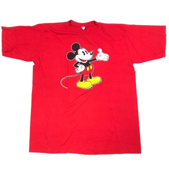 Vintage 80s Rare Disney OSFA XXXXL 4XL Mickey Mouse Red Tee T Shirt B4 - Picture 1 of 4